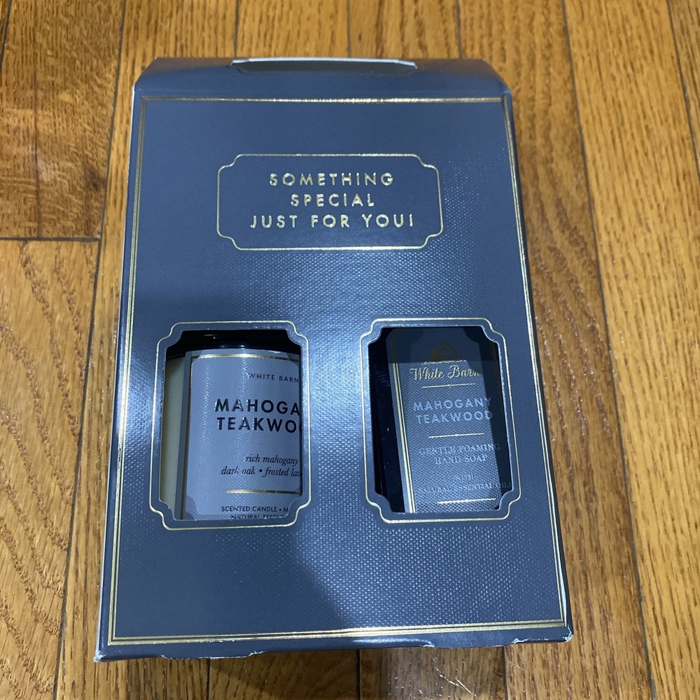 Bath And Body‎ Works White Barn Mahogany Teakwood Soap And Candle Gift Set